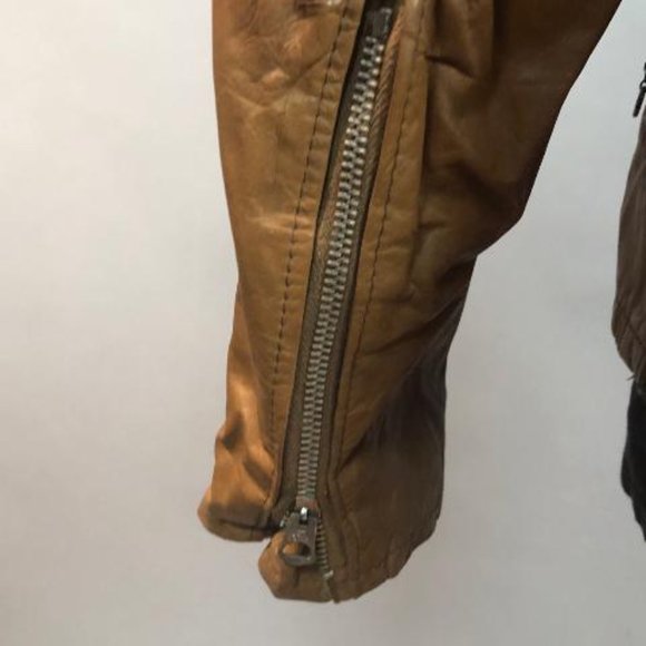 Vintage 60s-70s Beau Breed Cafe Racer Leather Jacket Brown size 44 - Picture 5 of 10